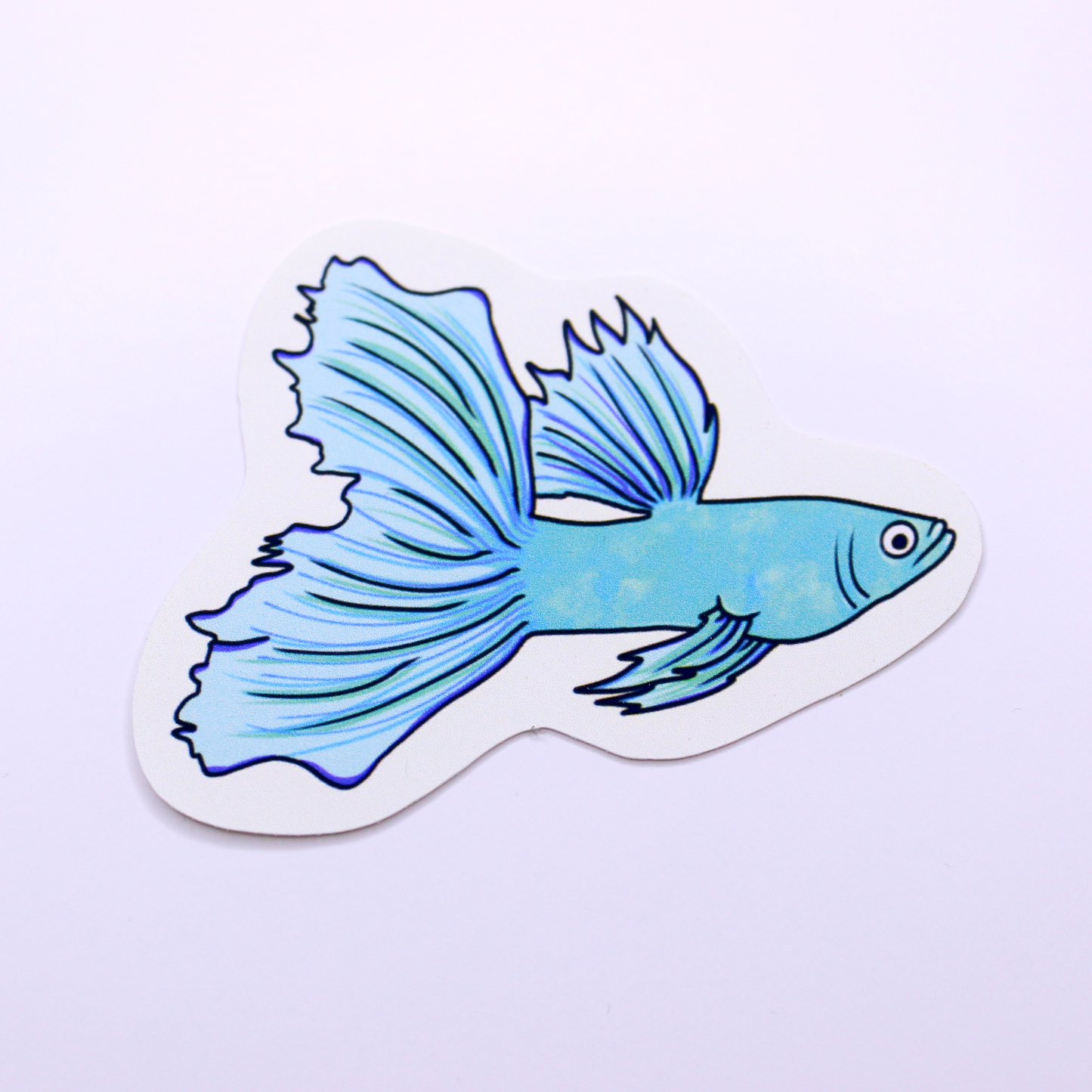 Cute Blue Guppy Die Cut Sticker