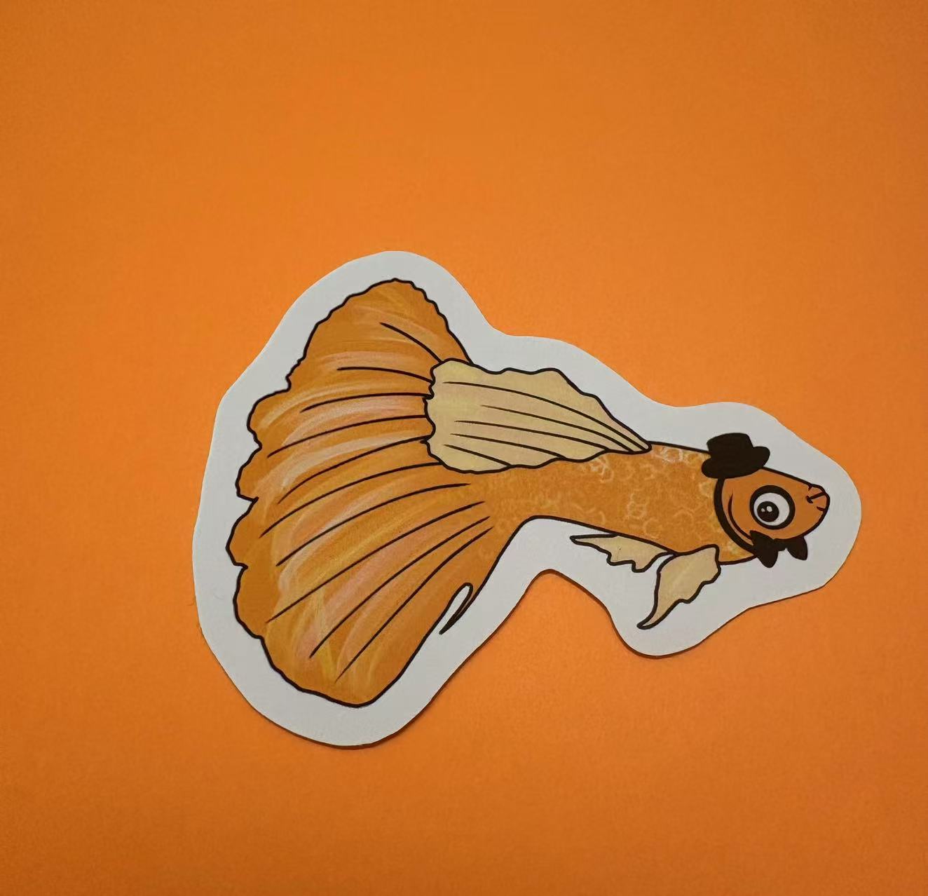 Guppy Gentleman Die Cut Sticker