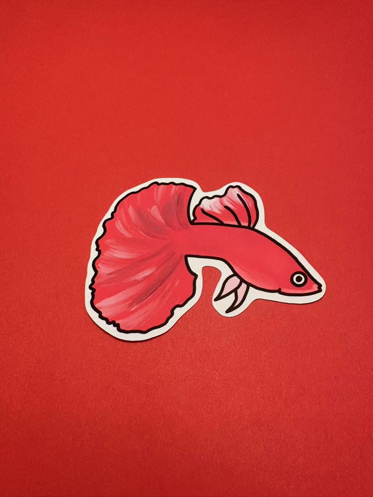 Guppy Cute Red Die Cut Sticker