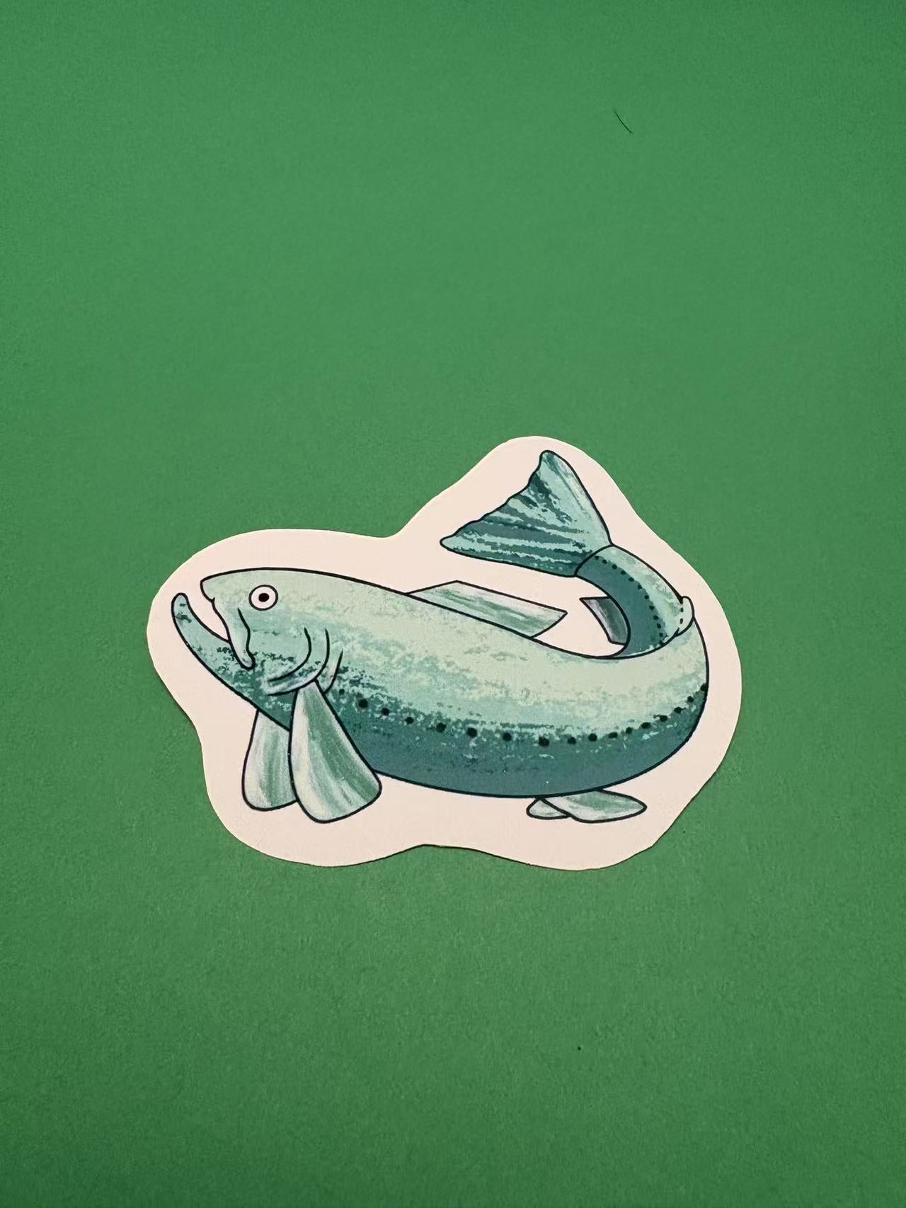 Brook Trout Cute Green Die Cut Sticker