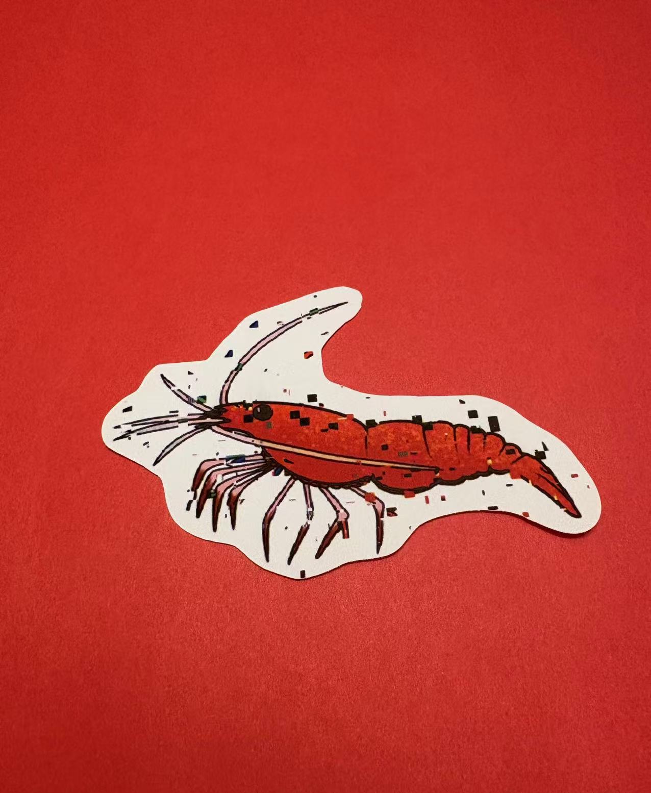 Red Shrimp Die Cut Sticker