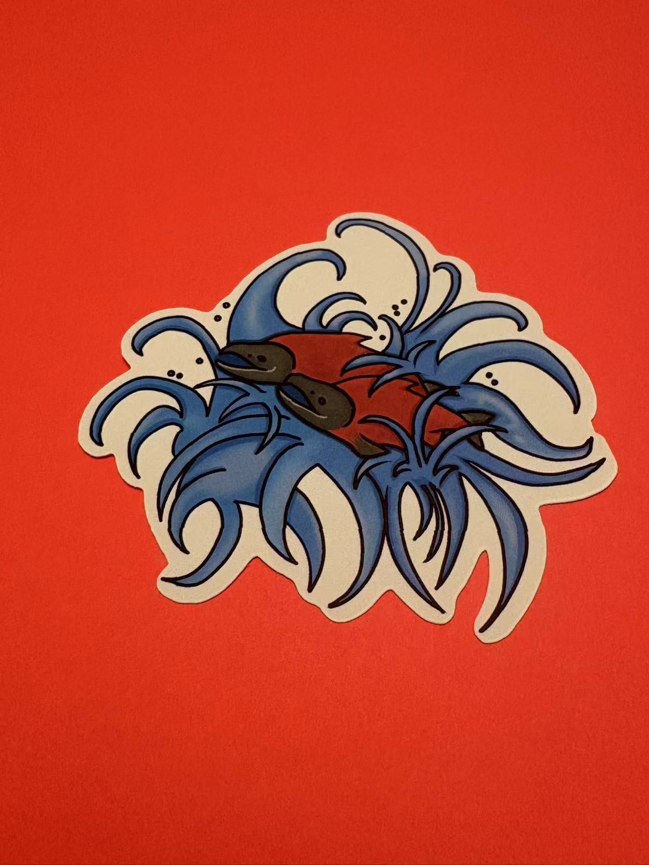 Japanese Salmon Die Cut Sticker