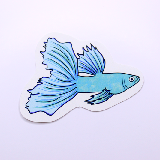 Cute Blue Guppy Die Cut Sticker