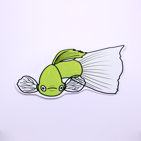 Guppy Cute Green Die Cut Sticker