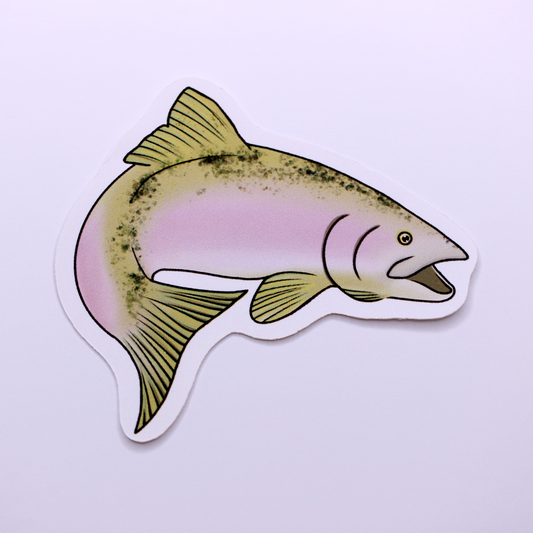 Jumping Salmon Die Cut Sticker
