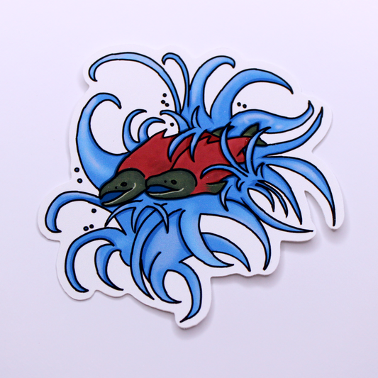Japanese Salmon Die Cut Sticker