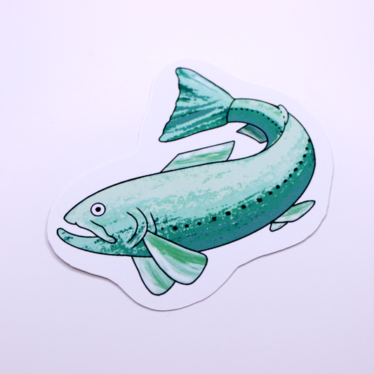 Brook Trout Cute Green Die Cut Sticker