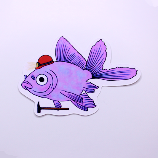 Goldfish Miner Die Cut Sticker