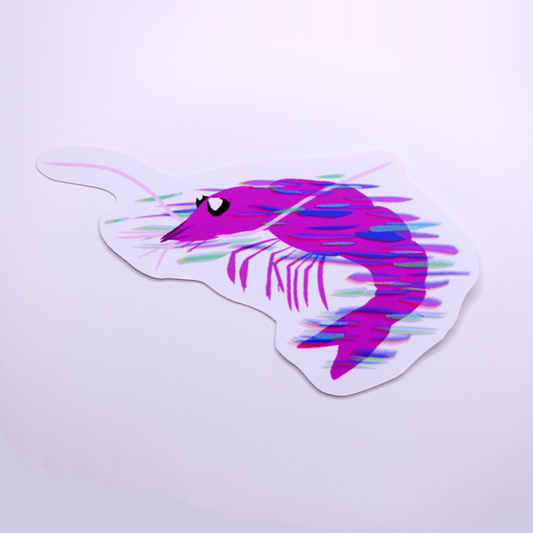 Pink Shrimp Die Cut Sticker