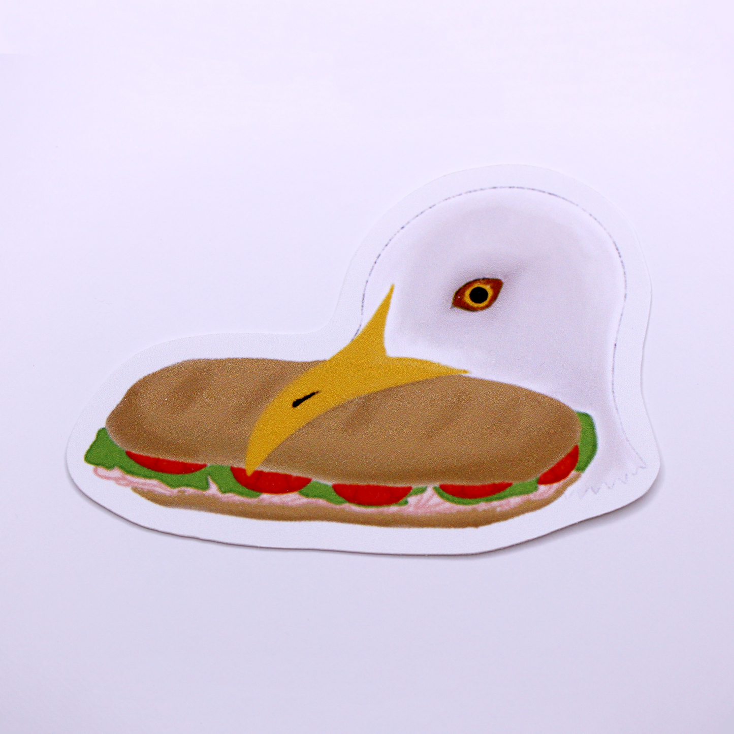 Seagull Sandwich Die Cut Sticker