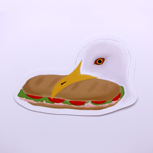 Seagull Sandwich Die Cut Sticker