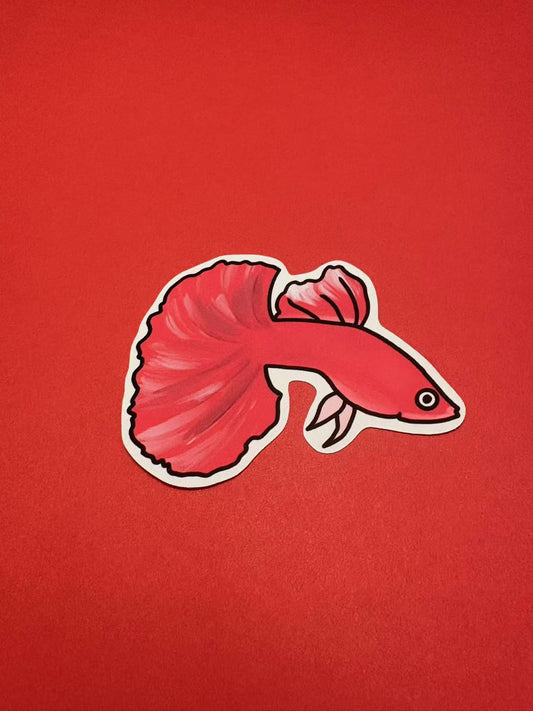 Guppy Cute Red Die Cut Sticker