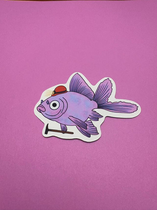 Goldfish Miner Die Cut Sticker