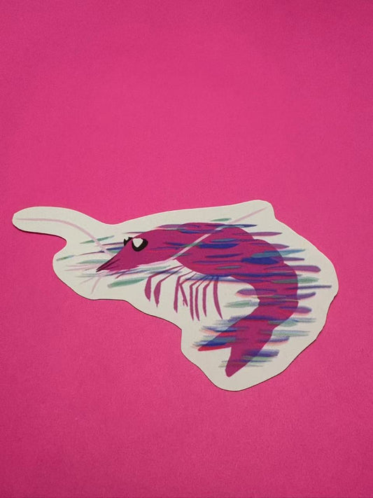 Pink Shrimp Die Cut Sticker