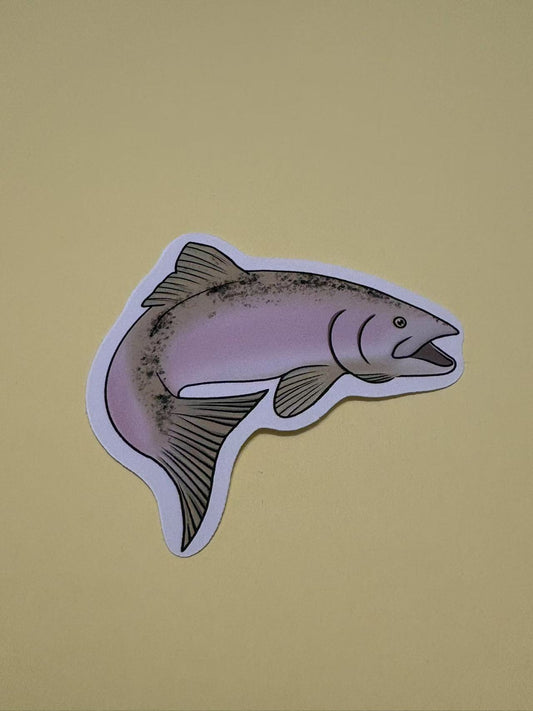 Jumping Salmon Die Cut Sticker